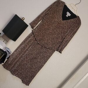 Connected Apparel Long Sleeve Black and Pink Dress